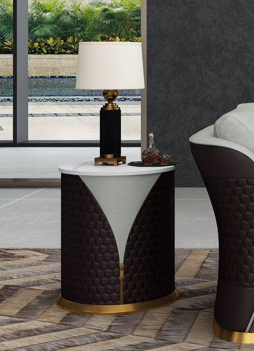 European Furniture - Vogue Side Table Grey & Chocolate - EF-27993-ET