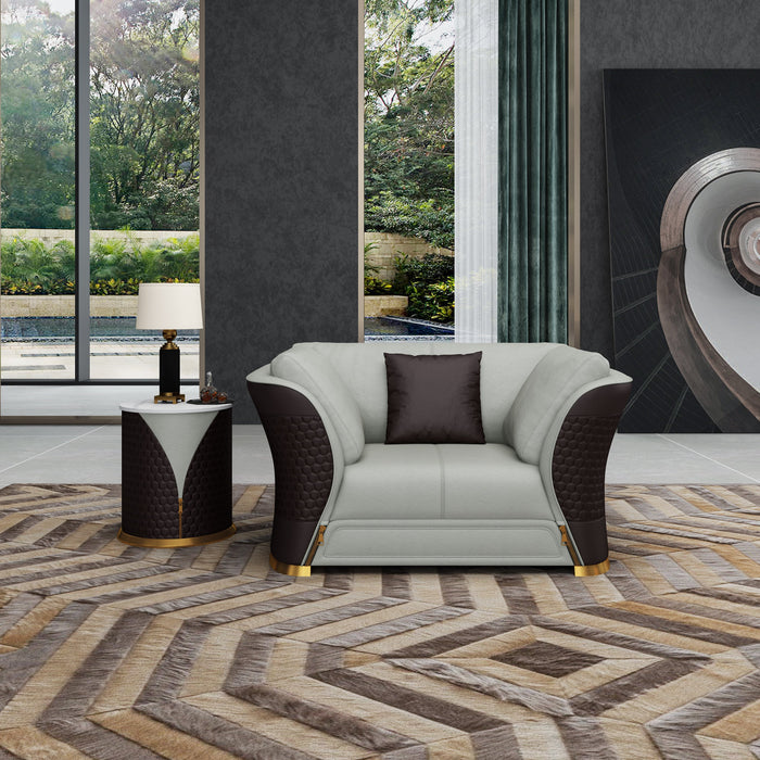 European Furniture - Vogue Chair Grey & Chocolate Italian Leather - EF-27993-C