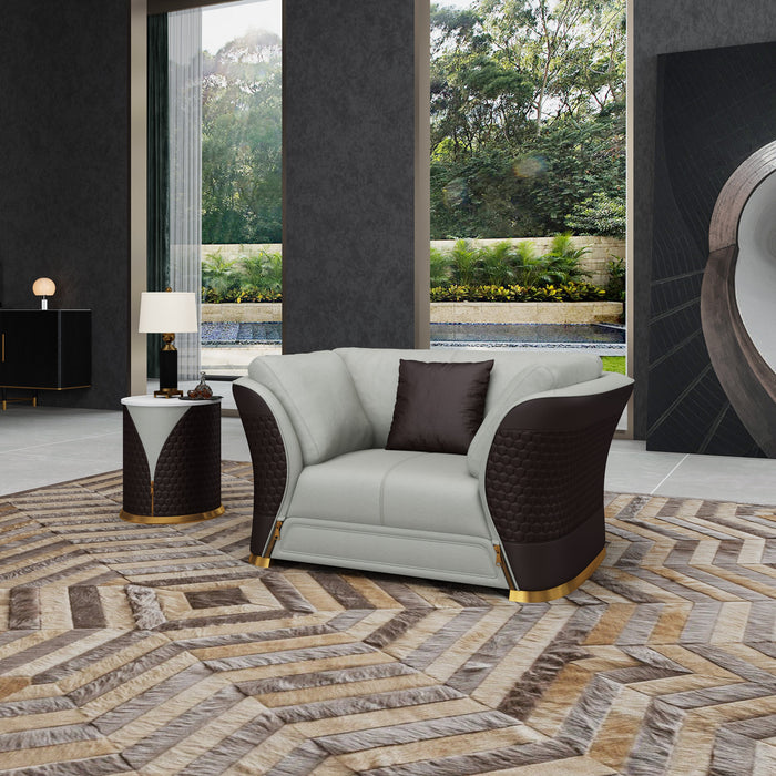 European Furniture - Vogue Chair Grey & Chocolate Italian Leather - EF-27993-C - GreatFurnitureDeal