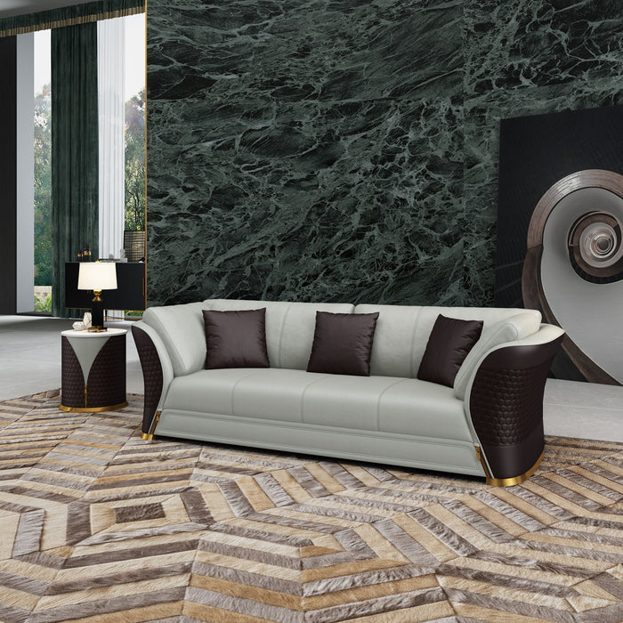 European Furniture - Vogue Sofa Grey & Chocolate Italian Leather - EF-27993-S