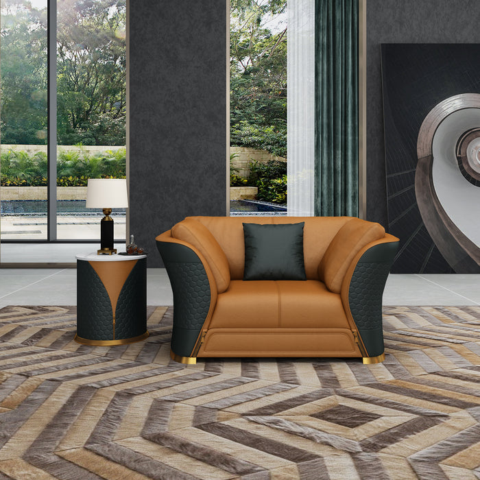 European Furniture - Vogue 3 Piece Living Room Set in Cognac & Charcoal Italian Leather - EF-27994-SLC - GreatFurnitureDeal