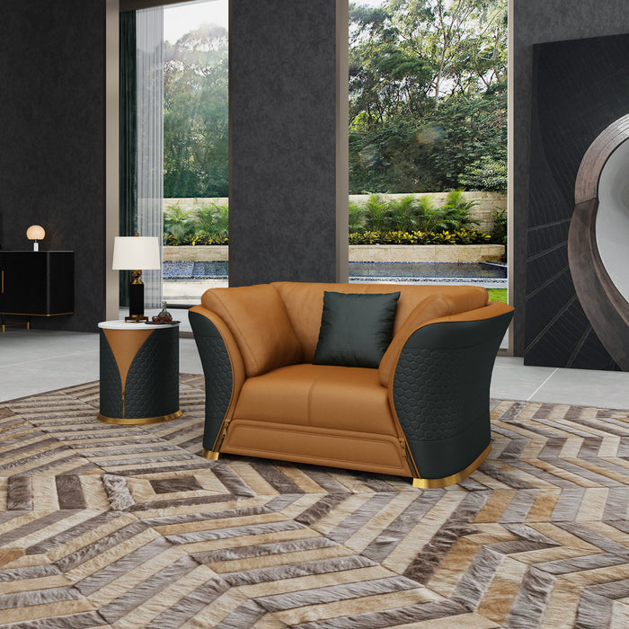European Furniture - Vogue Chair Cognac & Charcoal Italian Leather - EF-27994-C - GreatFurnitureDeal