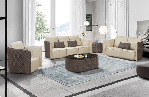 European Furniture - Makassar Side Table Grey & Taupe Marble Top - EF-52550-ET - GreatFurnitureDeal
