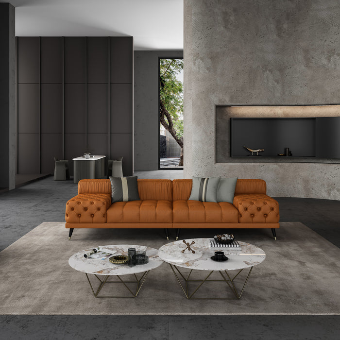 European Furniture - Outlander 4 Seater Sofa Cognac Italian Leather - EF-88880-4S