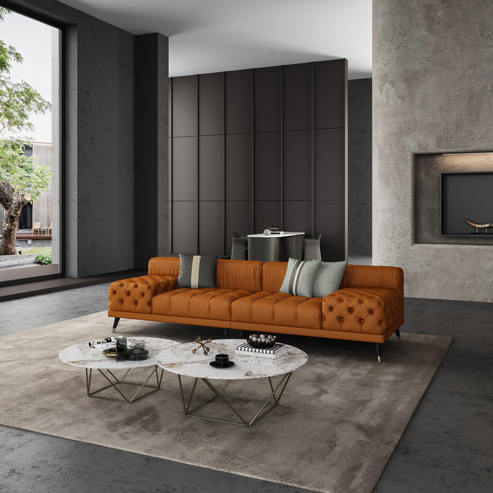 European Furniture - Outlander 4 Seater Sofa Cognac Italian Leather - EF-88880-4S