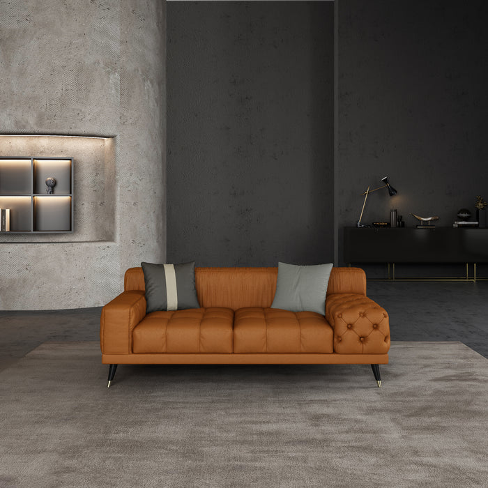 European Furniture - Outlander 3 Piece Living Room Set Cognac Italian Leather - EF-88880-SLC