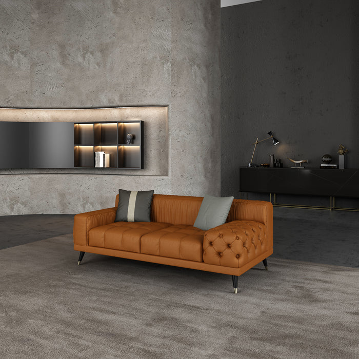 European Furniture - Outlander Loveseat Cognac Italian Leather - EF-88880-L - GreatFurnitureDeal