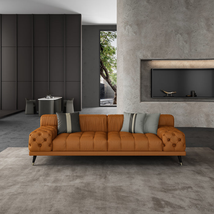 European Furniture - Outlander Sofa Cognac Italian Leather - EF-88880-S - GreatFurnitureDeal