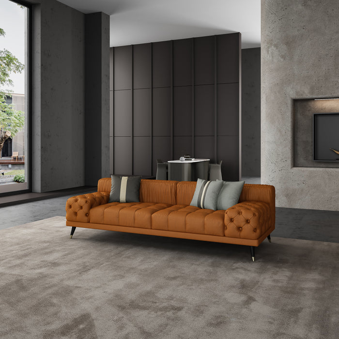 European Furniture - Outlander Sofa Cognac Italian Leather - EF-88880-S