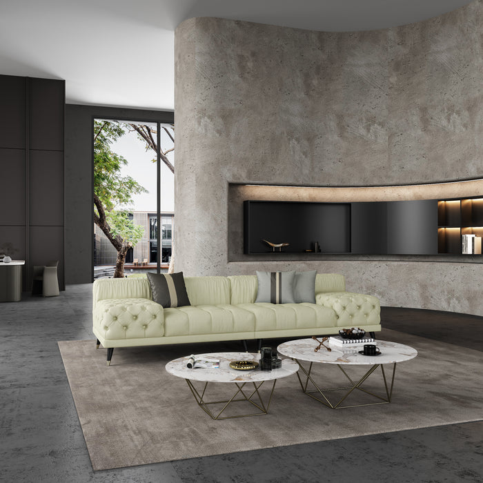 European Furniture - Outlander 4 Seater Sofa Off White Italian Leather - EF-88881-4S