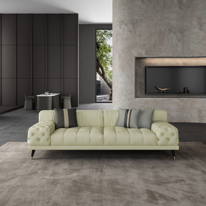 European Furniture - Outlander Sofa Off White Italian Leather - EF-88881-S
