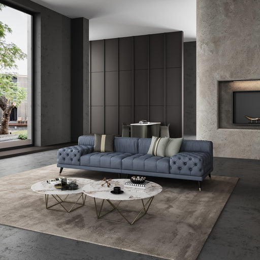 European Furniture - Outlander 4 Seater Sofa Gray Italian Leather - EF-88882-4S - GreatFurnitureDeal