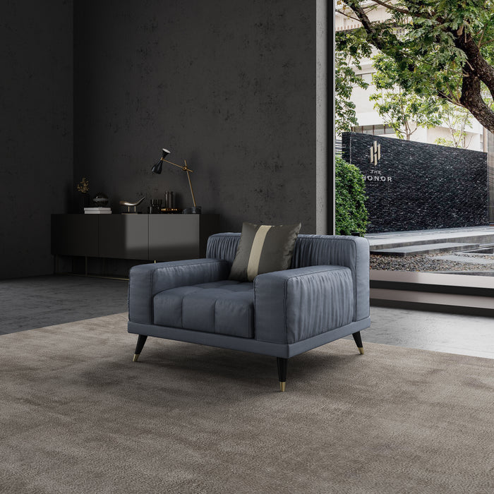European Furniture - Outlander Chair Gray Italian Leather - EF-88882-C