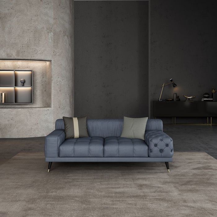 European Furniture - Outlander Loveseat Gray Italian Leather - EF-88882-L