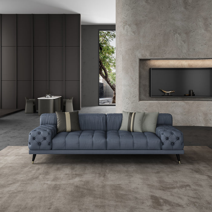 European Furniture - Outlander Sofa Gray Italian Leather - EF-88882-S