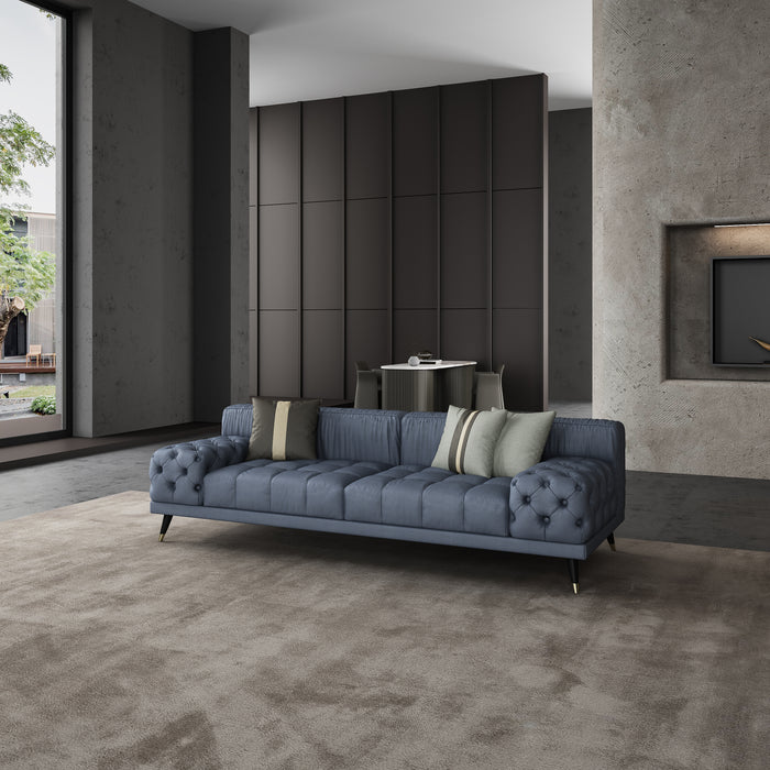European Furniture - Outlander Sofa Gray Italian Leather - EF-88882-S