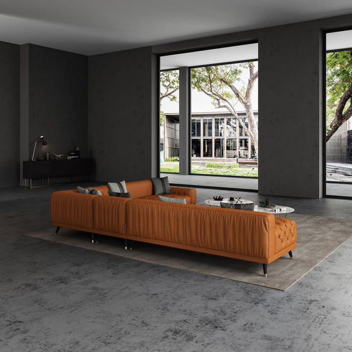 European Furniture - Outlander Modular Sectional Cognac Italian Leather - EF-88886-4PC