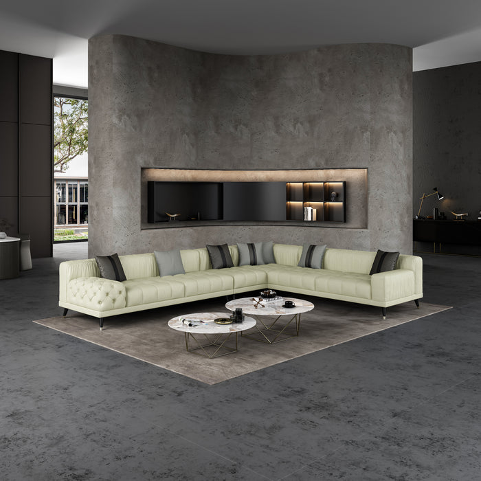 European Furniture - Outlander Modular Sectional Off White Italian Leather - EF-88887-4PC - GreatFurnitureDeal