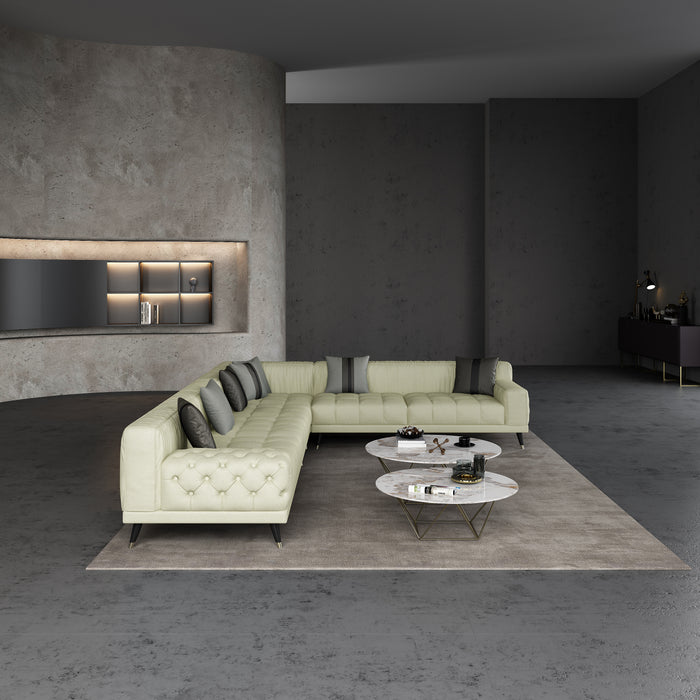 European Furniture - Outlander Modular Sectional Off White Italian Leather - EF-88887-4PC - GreatFurnitureDeal
