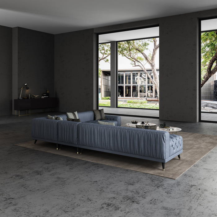 European Furniture - Outlander Modular Sectional Gray Italian Leather - EF-88888-4PC