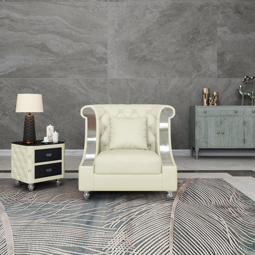European Furniture - Mayfair Chair Premium Off White Italian Leather - EF-90280-C - GreatFurnitureDeal