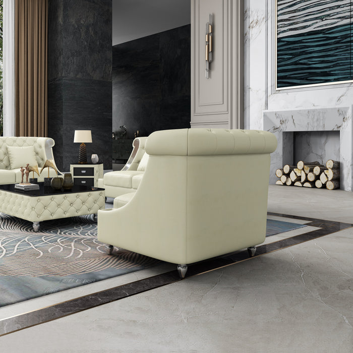 European Furniture - Mayfair Chair Premium Off White Italian Leather - EF-90280-C - GreatFurnitureDeal