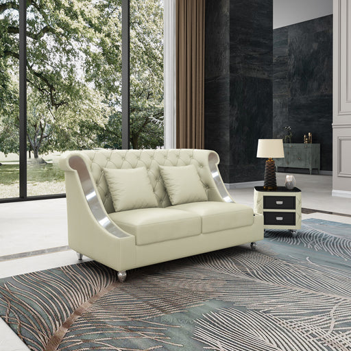 European Furniture - Mayfair Loveseat Premium Off White Italian Leather - EF-90280-L - GreatFurnitureDeal