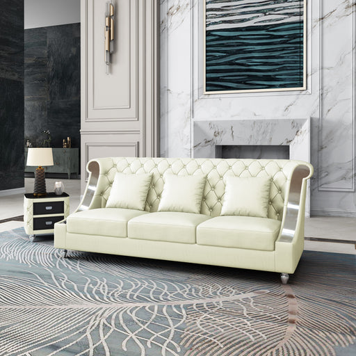 European Furniture - Mayfair Sofa Premium Off White Italian Leather - EF-90280-S - GreatFurnitureDeal
