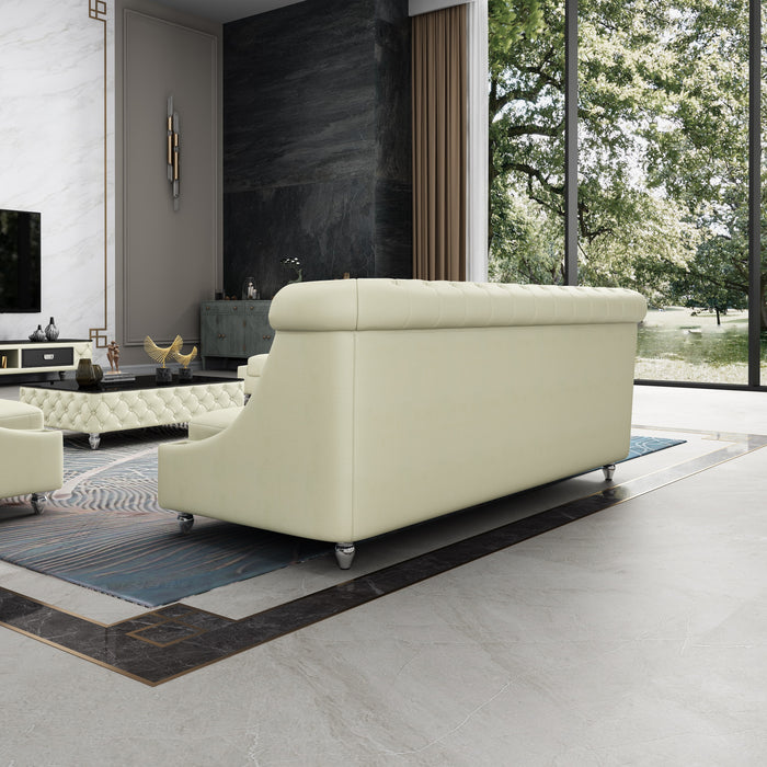 European Furniture - Mayfair Sofa Premium Off White Italian Leather - EF-90280-S