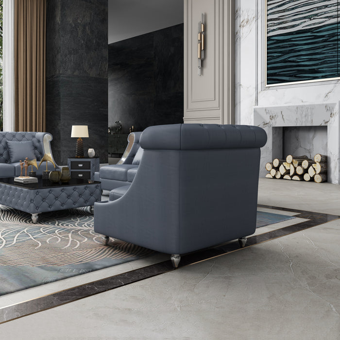 European Furniture - Mayfair Chair Premium Gray Italian Leather - EF-90281-C - GreatFurnitureDeal
