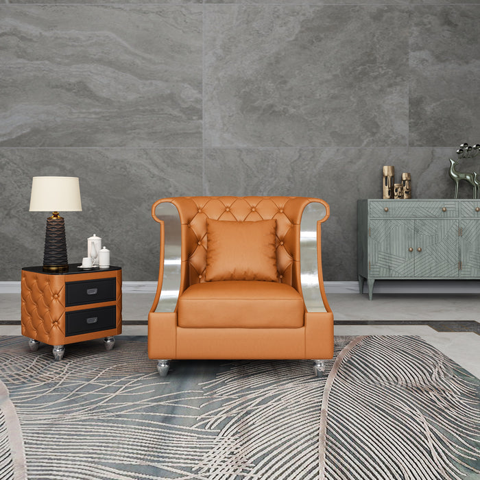 European Furniture - Mayfair 2 Piece Sofa Set Premium Cognac Italian Leather - EF-90282-2SET - GreatFurnitureDeal