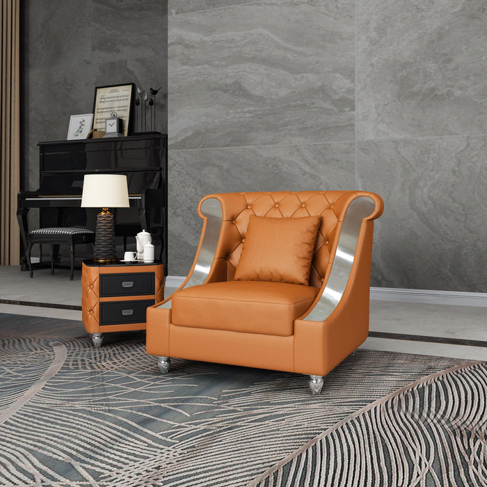 European Furniture - Mayfair Chair Premium Cognac Italian Leather - EF-90282-C - GreatFurnitureDeal