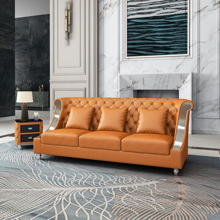 European Furniture - Mayfair Sofa Premium Cognac Italian Leather - EF-90282-S - GreatFurnitureDeal