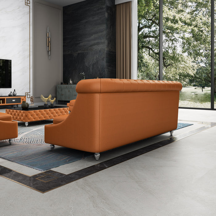 European Furniture - Mayfair Sofa Premium Cognac Italian Leather - EF-90282-S