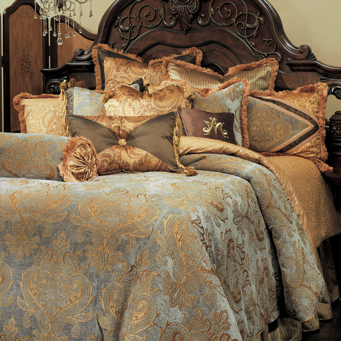 AICO Furniture - Elizabeth King Comforter Set (13 pc) - BCS-KS13-ELZBTH-AQA - GreatFurnitureDeal