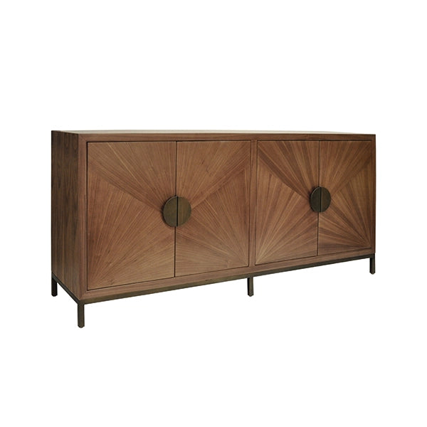 Worlds Away - Emory Radial Walnut Cabinet With Painted Bronze Legs And Hardware - EMORY - GreatFurnitureDeal