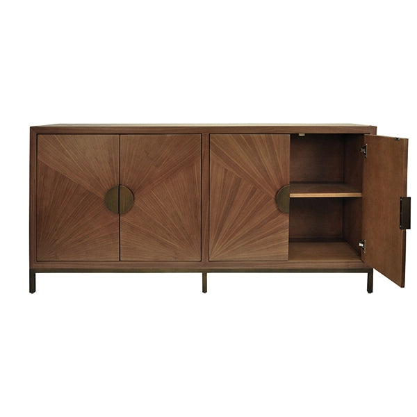 Worlds Away - Emory Radial Walnut Cabinet With Painted Bronze Legs And Hardware - EMORY - GreatFurnitureDeal