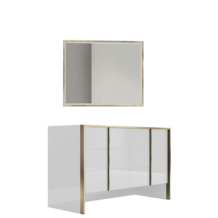 J&M Furniture - Fiocco Dresser with Mirror in White and gold - 17454-DM - GreatFurnitureDeal