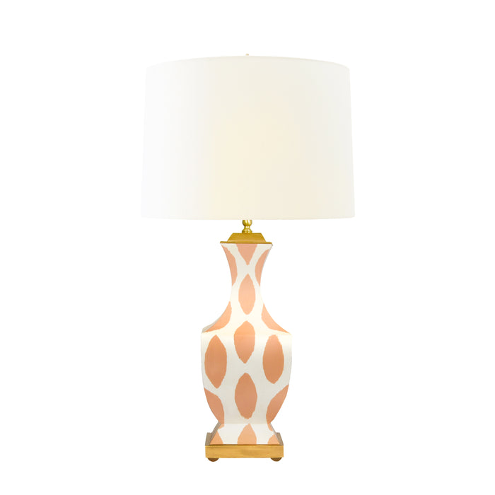 Worlds Away - Gina Ikat Handpainted Tole Table Lamp in Coral Ikat Pattern - GINA IKAT CO - GreatFurnitureDeal