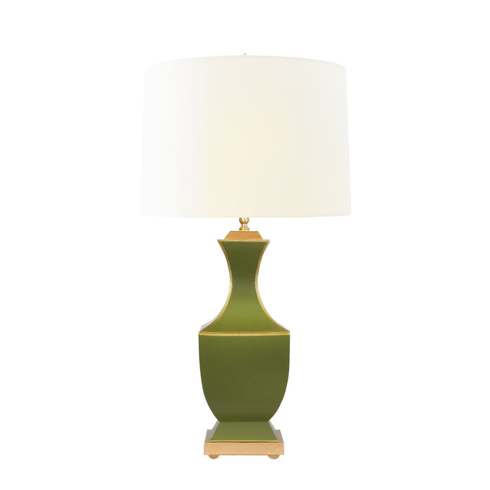 Worlds Away - Gina Handpainted Tole Table Lamp in Olive with Gold Detail - GINA OLV - GreatFurnitureDeal