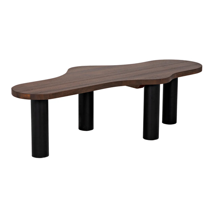 NOIR Furniture - Schulz Coffee Table in Dark Walnut with Black Steel Base - GTAB1112DW