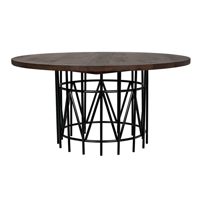 NOIR Furniture - Silberman Dining Table in Dark Walnut with Black Steel Base - GTAB573DW - GreatFurnitureDeal