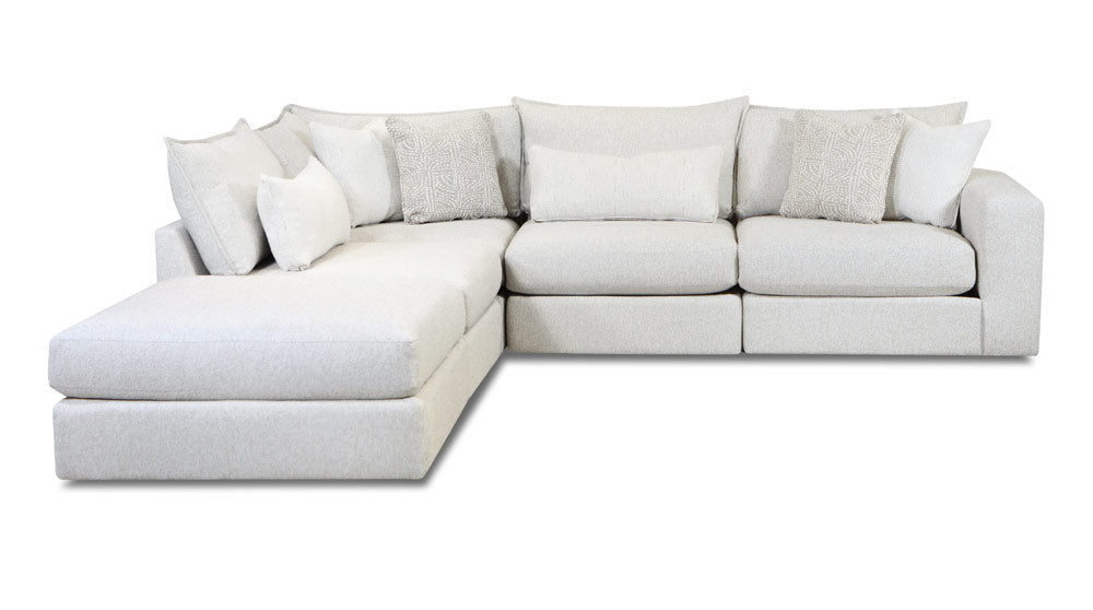 Southern Home Furnishings - Hogan Sectional in Off White - 7004-03 15 19KP 11R Hogan - GreatFurnitureDeal
