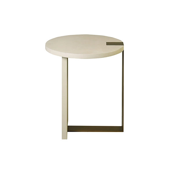 Worlds Away - Round Side Table In Antique Brass And Cream Shagreen - HARRINGTON CS - GreatFurnitureDeal