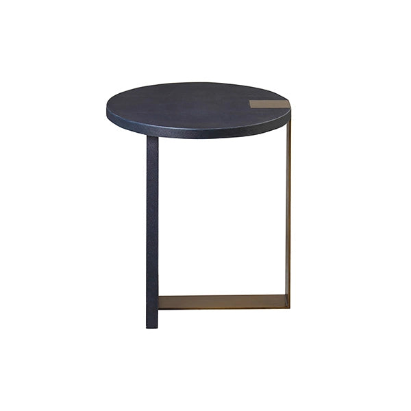 Worlds Away - Round Side Table In Antique Brass And Navy Shagreen - HARRINGTON NVYS - GreatFurnitureDeal