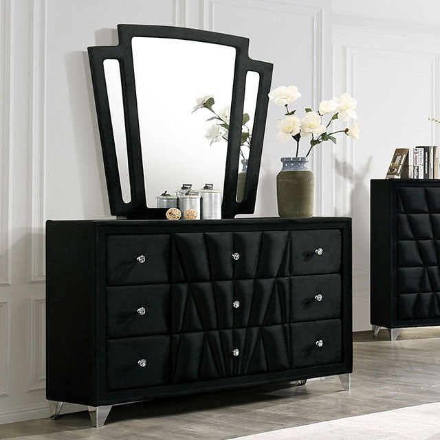 black dresser bedroom set Furniture of America Carissa Black 5 Pc Queen Bedroom Set