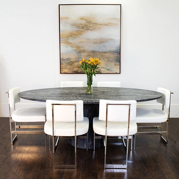 Worlds Away - Oval Black Cerused Oak Dining Table - JEFFERSON BCO