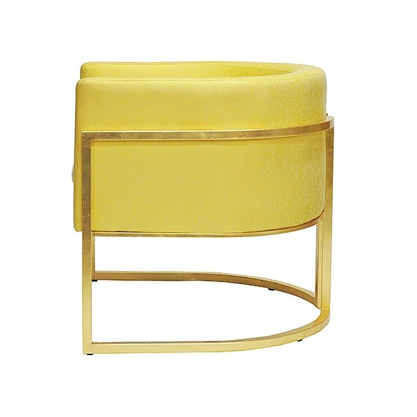 Worlds Away -  Jenna Gold Leaf Frame Barrel Chair In P07-Citron - JENNA GP07 - GreatFurnitureDeal