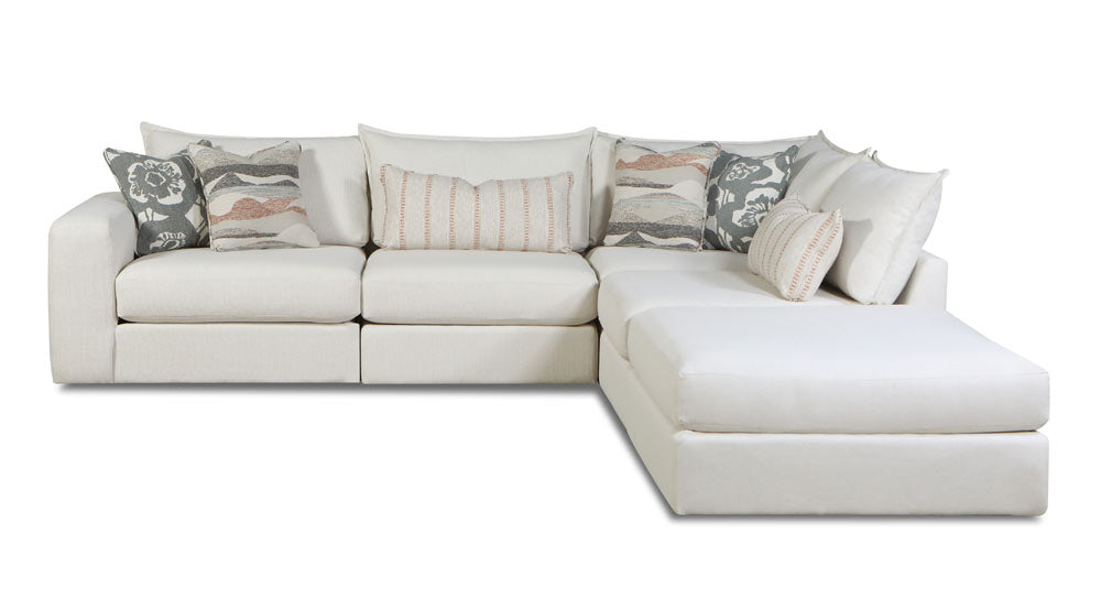Southern Home Furnishings - Missionary Salt Sectional in Off White - 7004-11L 19KP 15 03 Missionary