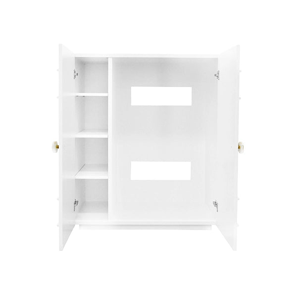 Worlds Away - Judd Two Door Dorm Cabinet With Acrylic Knobs In White Lacquer - JUDD WH
